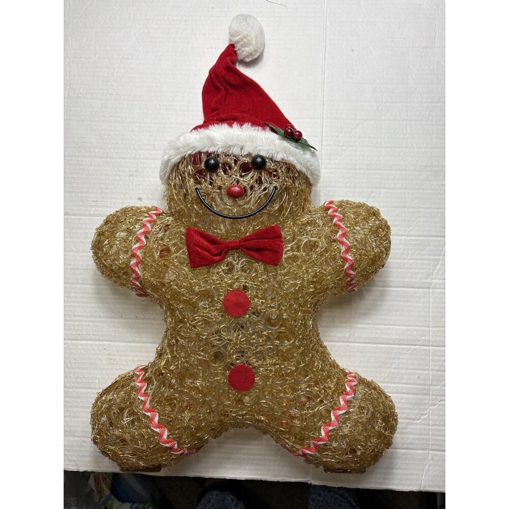 American Home Classics Gingerbread Man Gold Christmas Light Up Holiday Decor